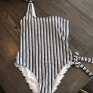 NWT striped one piece, one shoulder, size L